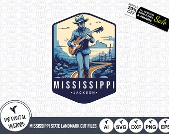 Mississippi Blues Trail SVG: pliki do wycinania Jackson Landmark (pobieranie cyfrowe)
