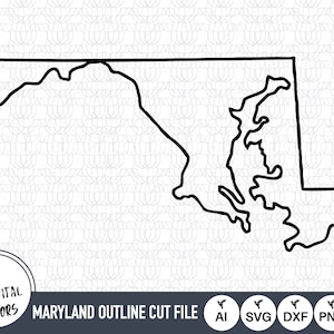 Maryland Outline SVG Files | Maryland Cut Files | United States of America Vector Files | Maryland Vector | Maryland Map Clip Art