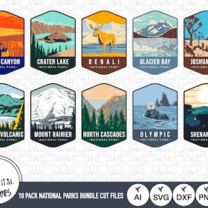 10 Pack National Parks SVG Files | National Parks Cut Files | United States of America Vector Files | National Parks Vector | Clip Art
