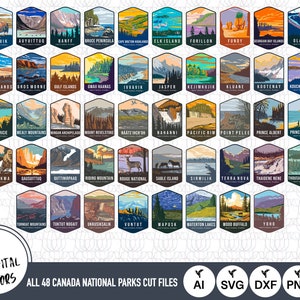 All 48 Canada National Parks & Reserves SVG Files | National Parks Cut Files | National Parks Vector | Clip Art
