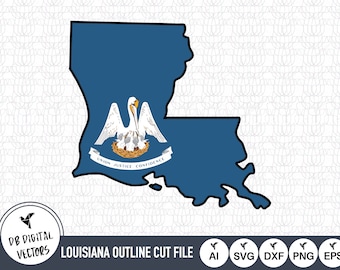 Pliki SVG do cięcia konturów Luizjany: Mapa stanu w formacie wektorowym (pobieranie cyfrowe)