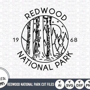 Plotterdatei Redwood National Park Outline SVG | Redwood National Park Schnittdateien | Redwood Nationalpark Kunst