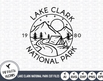 Lake Clark National Park Outline SVG-filer: Cricut, Silhouette (digital nedladdning)