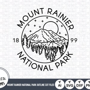 Fichiers SVG de contour du parc national du mont Rainier | Fichiers de coupe du parc national du mont Rainier | Parc national du mont Rainier Art