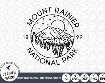 Mount Rainier National Park Outline SVG Cut Files (Digital Download)