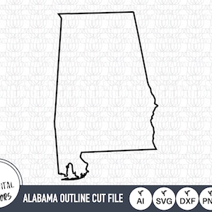Alabama Outline SVG Dateien | Alabama Cut Files | Vereinigte Staaten von Amerika Vektordateien | Alabama Vektor | Alabama Karte Clip Art
