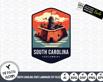 Fort Sumter SVG: Klippfiler för landmärken i South Carolina (digital nedladdning)