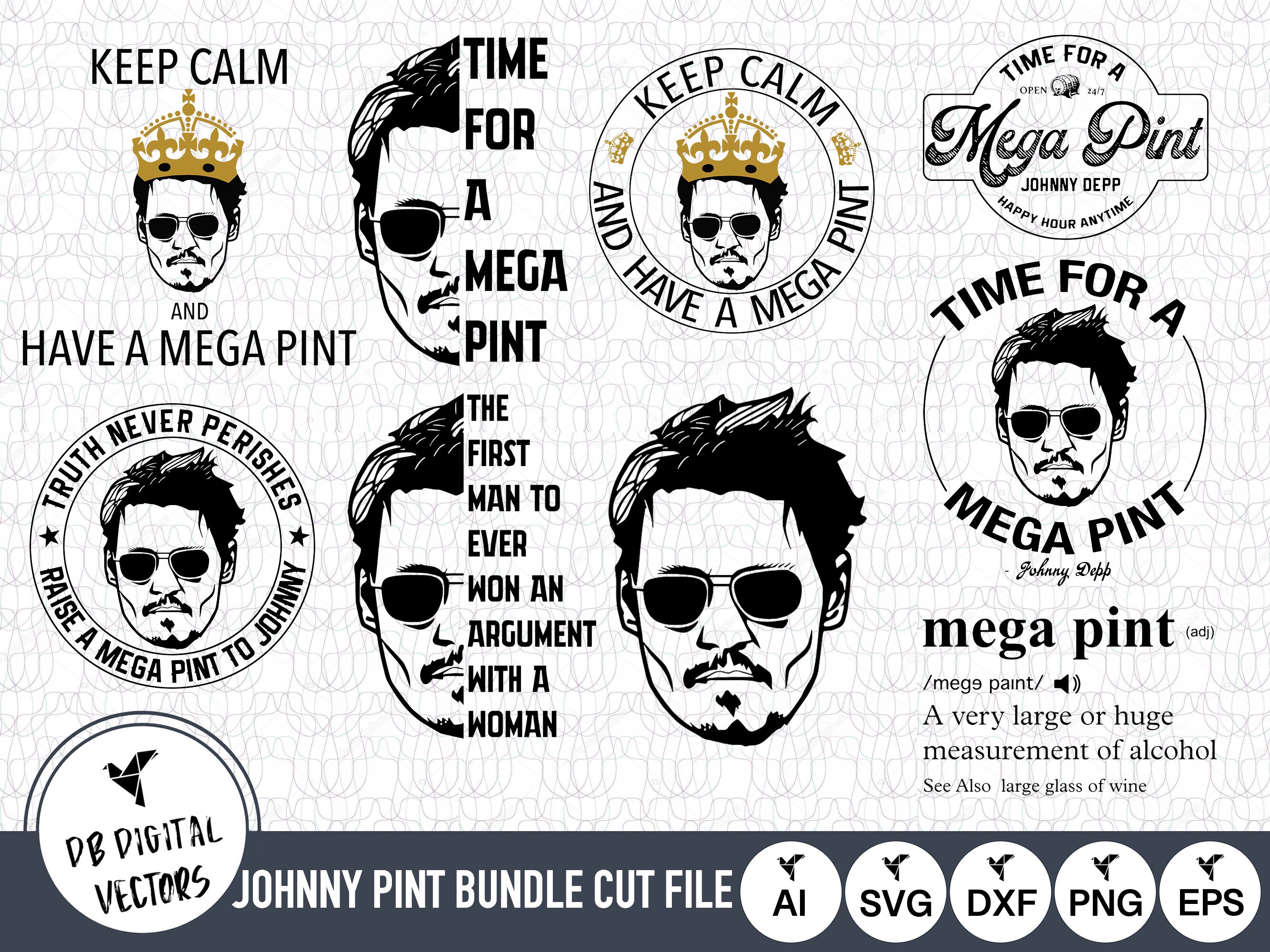 9 Bundle Pack Johnny Depp SVG Files | Time for a Mega Pint Cut Files ...
