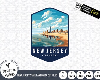 New Jersey Landmark SVG: Trenton Capital Cut-filer (digital nedladdning)