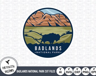 Badlands nationalparkskontur SVG-klippfiler (digital nedladdning)