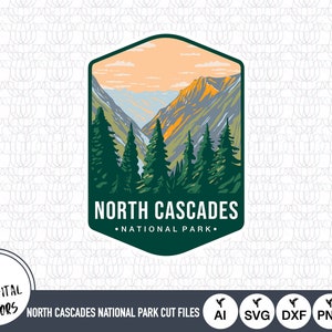 Fichiers SVG de l&#39;emblème du parc national des North Cascades | Fichiers de coupe du parc national des North Cascades | Vecteur de logo du parc national des North Cascades