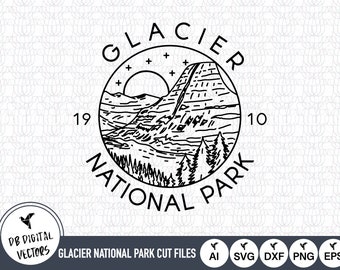 Glacier National Park Outline SVG: Cricut & Silhouette Cut Files