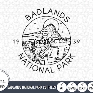 Plotterdatei Badlands National Park Outline | Badlands National Park Schnittdateien | Vereinigte Staaten von Amerika Vector | Badlands Nationalpark Kunst