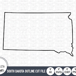 South Dakota Outline SVG: file vettoriali di taglio della mappa SD (download digitale)