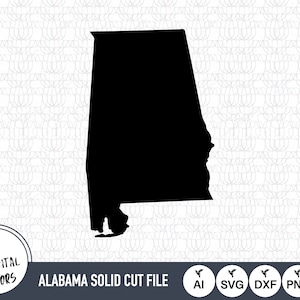 Alabama Solid SVG Fichiers | Alabama Cut Files | Fichiers vectoriels des États-Unis d’Amérique | | vectorielle de l’Alabama Image clipart de la carte de l’Alabama