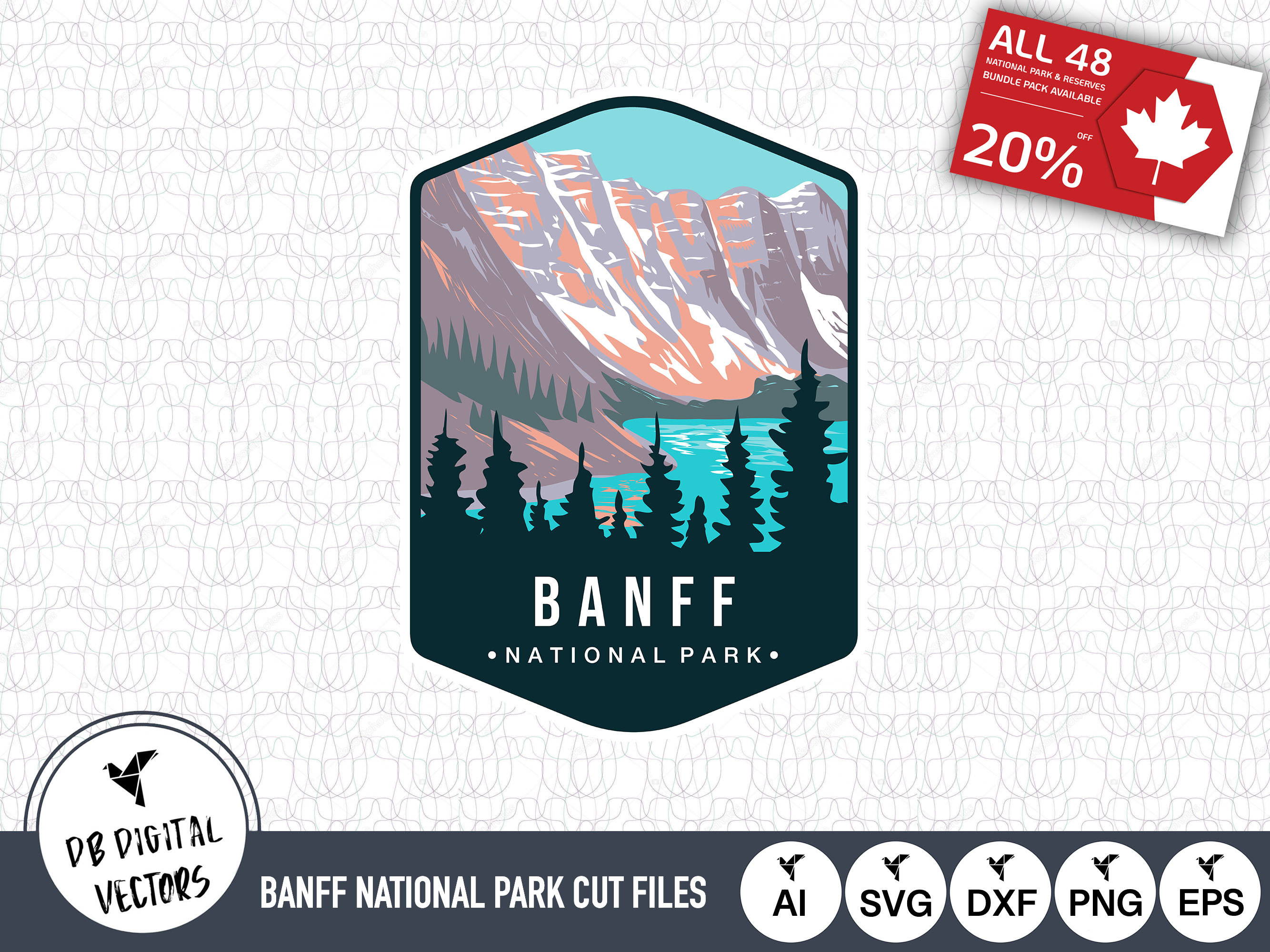 Banff National Park Outline SVG Cut Files: Canada Vector (digital ...