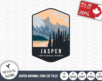 Jasper National Park Outline SVG Cut Files: Canada Vector (Digital Download)