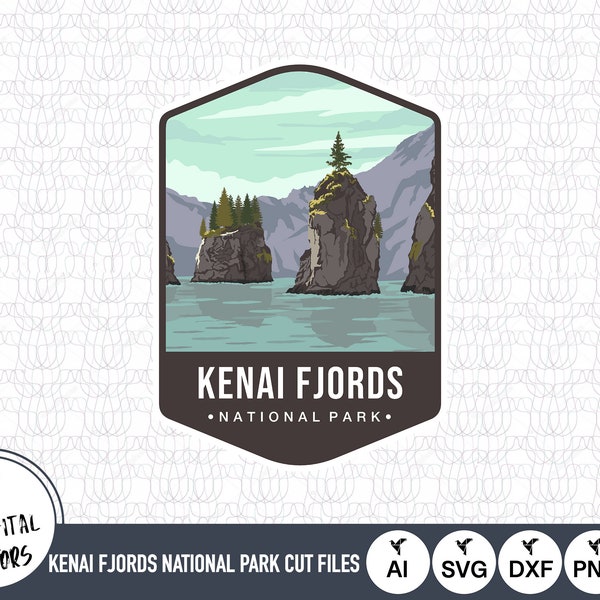 Kenai Fjords National Park Emblem SVG Files | Kenai Fjords National Park Cut Files | Kenai Fjords National Park Logo Vector