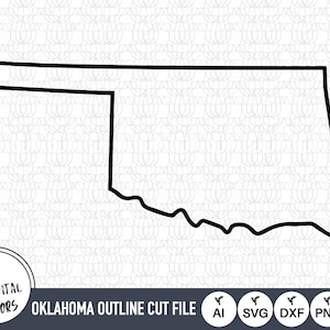Archivos SVG de contorno de Oklahoma / Archivos de corte de Oklahoma / Archivos vectoriales de Estados Unidos de América / Vector de Oklahoma / Mapa de Oklahoma Clip Art