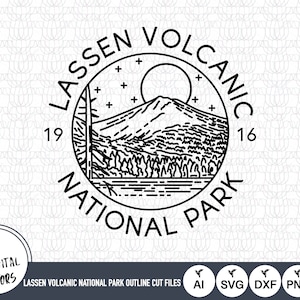Lassen Volcanic National Park Outline SVG Cut Files (Digital Download)
