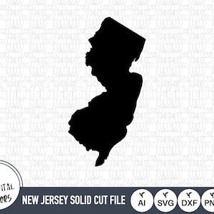New Jersey Solid SVG Dateien | New Jersey Cut Dateien | Vereinigte Staaten von Amerika Vektordateien | New Jersey Vektor | New Jersey Karte Clip Art