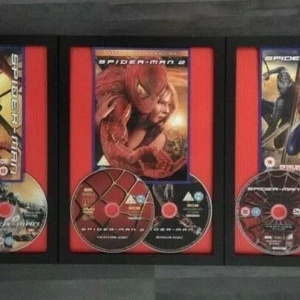 Set Of 3 Handmade A4 Size Framed Spider-Man DVD Pictures Memorabilia