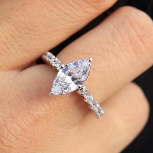 Marquise Diamond Engagement Ring - Lab Grown Diamond Solitaire Ring - Anniversary Gift Proposal Ring - Marquise Cut Diamond Ring for Her