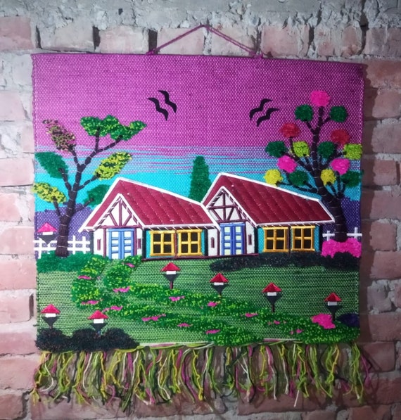 Ship Silk Design Jute Wall Hanging Jute Scenery Wall Decor Etsy