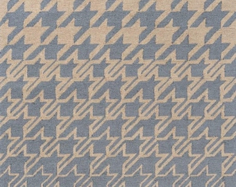 Star Wars TIE Fighter Hounds tooth Blue Rug Wool Geometric Dogtooth Area Rug, Modern Menswear Style Carpet, Blue Living Room Decor