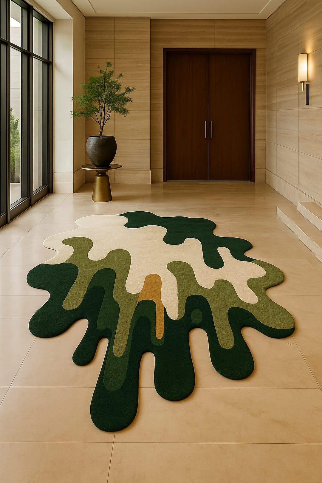 Toom Rug Drip Hand Tufted Wool Rug: Organic Drip Shape, Forest Green, Modern - Etsy
