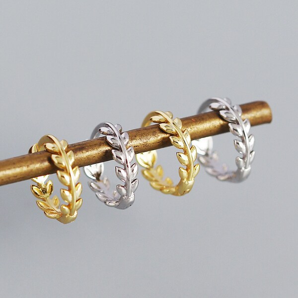 Olive Branch Huggie Hoops main image 1