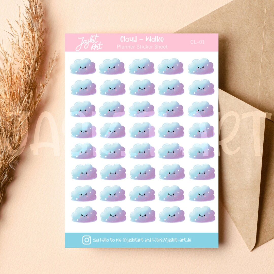 Kawaii Cloud Planner Sticker Sheet | Icon Stickers | Bullet Journal - Etsy