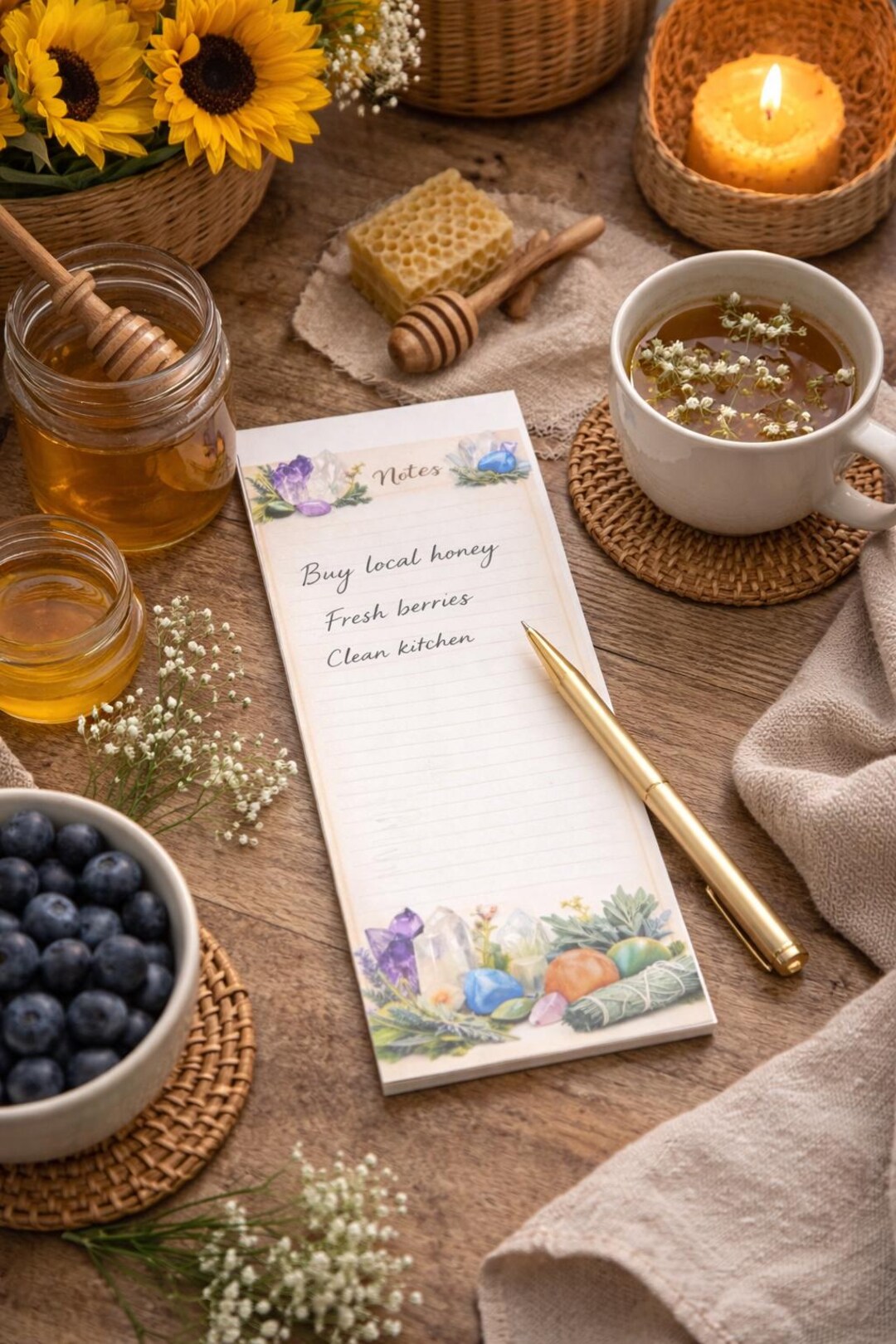 Personalized Crystal Herb Notepad | 50 Page Grocery List Pad (4 X 10.5 ...
