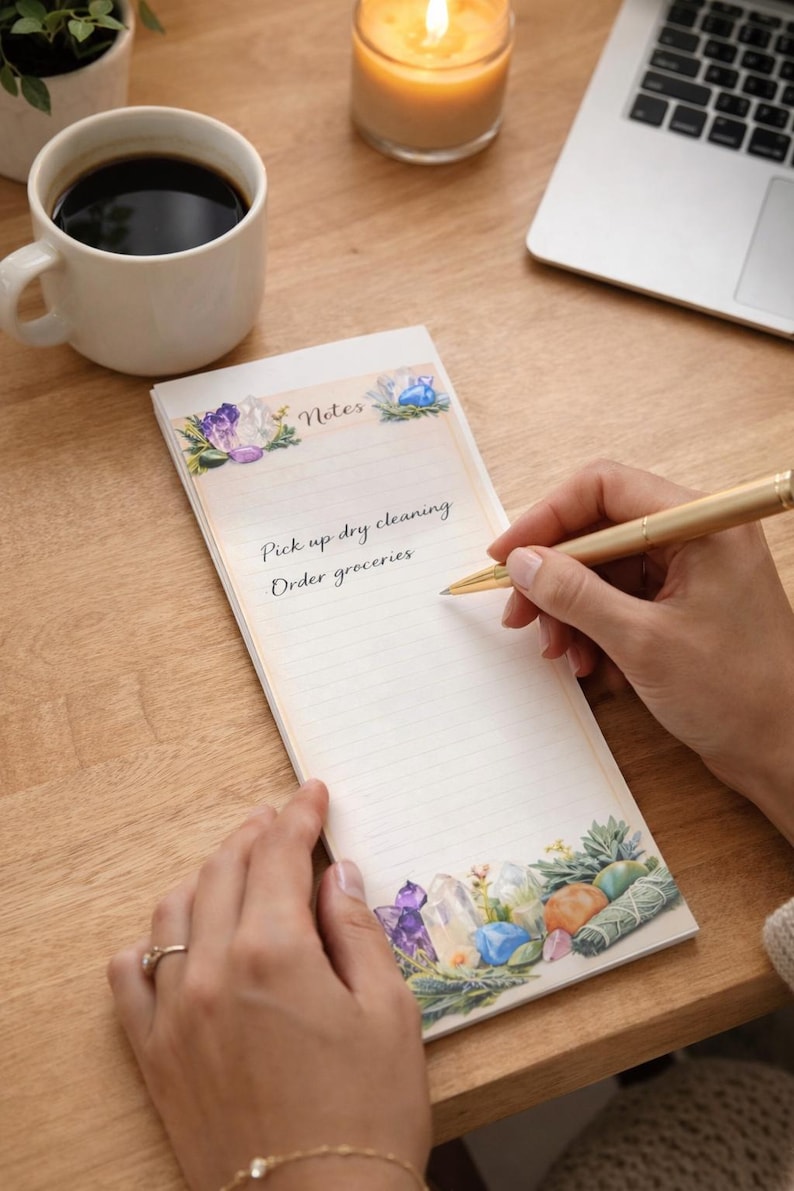 Personalized Crystal Herb Notepad | 50 Page Grocery List Pad (4 X 10.5 ...
