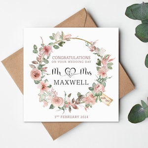 Personalised Wedding Day Card, Wedding Card, Wedding Day Card, Wedding Congratulations Card, Wedding Gift Card, Wedding Gift, Custom Wedding
