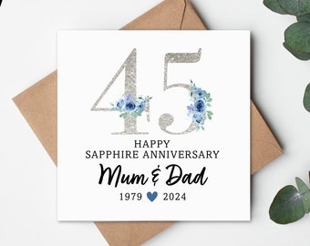 45th Anniversary Card Sapphire Wedding Anniversary - Etsy