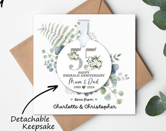 Emerald Wedding Anniversary Gift Card, Emerald Wedding Card, Emerald Anniversary, Anniversary Card, 55 year Anniversary, Personalised Card