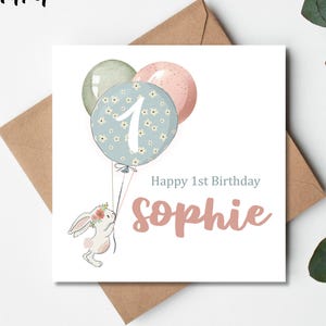Personalised 1st Birthday Card for Granddaughter Niece Daughter Goddaughter Little Girl - Personalised 1st 2nd 3rd - Personalised with Name