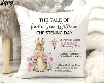Personalised Christening Gifts, Girls Christening Gift, Naming Day Gift, Baptism Cushion, Christening, Christening Cushion, Flopsy Bunny