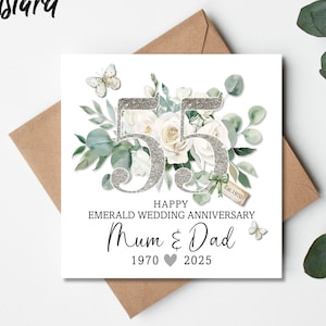 Personalised Emerald Wedding Anniversary Card, Personalised Card, 55th Wedding Anniversary Card, Emerald Anniversary, 55th Anniversary