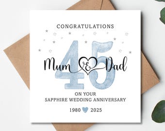 45th Wedding Anniversary Card Sapphire - Etsy UK