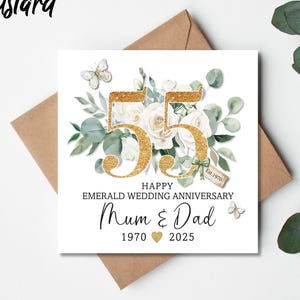 55th Wedding Anniversary Card, Personalised Card, Emerald Wedding Anniversary Card, Emerald Anniversary Gift Card, Emerald Wedding Card