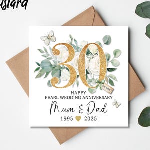 30th Wedding Anniversary Card, Personalised Card, Pearl Wedding Card, Anniversary Card, Pearl Anniversary, 30 year Anniversary Pearl Wedding