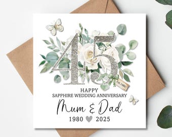 45th Wedding Anniversary Card Sapphire - Etsy UK