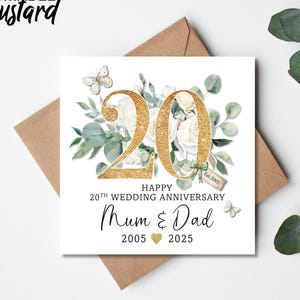 20th Wedding Anniversary Gift Card, 20th Wedding Card, Twenty Anniversary, Anniversary Card, 20 year Anniversary, Daughter Anniversary Card