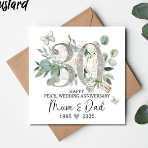 30th Wedding Anniversary Card, Personalised Card, Pearl Wedding Card, Anniversary Card, Pearl Anniversary, 30 year Anniversary Pearl Wedding