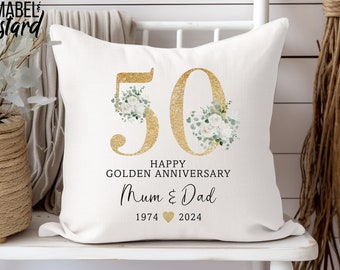 Golden Wedding Anniversary Gift, 50th Anniversary gift, Wedding Gift, Gift for Couples, Anniversary Cushion, 50th Wedding Anniversary Gift