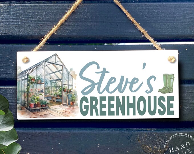 Personalised Greenhouse Sign Metal Garden Wall Door Decor Accessory ...