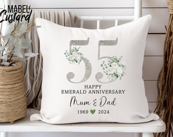 Emerald Wedding Anniversary Gift, 55th Anniversary gift, Wedding Gift, Gift for Couples, Anniversary Cushion, Wedding Anniversary Gift