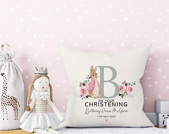 Christening Gift | Girls Christening Gift | Christening Keepsake | Christening | Christening Cushion | Peter Rabbit Christening | Bunny